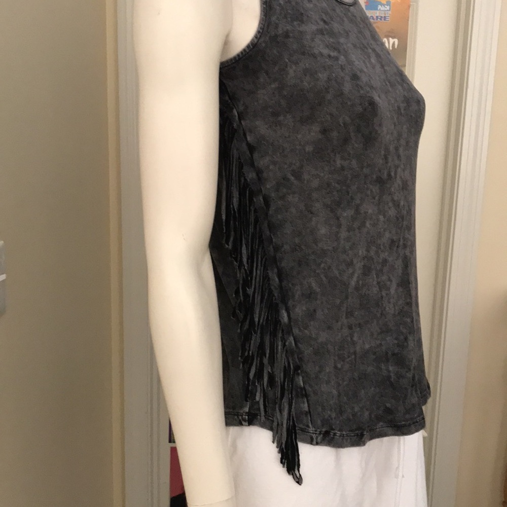 Gray Tie-Dye Fringe Tank Kids size XL 14/16 - Picture 3 of 5